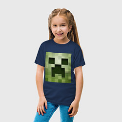 Футболка хлопковая детская Мinecraft creeper, цвет: тёмно-синий — фото 2