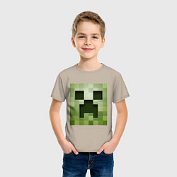 Футболка хлопковая детская Мinecraft creeper, цвет: миндальный — фото 2