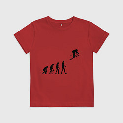 Футболка хлопковая детская Эволюция лыжник, цвет: красный