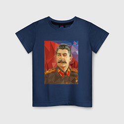 Футболка хлопковая детская Сталин: полигоны, цвет: тёмно-синий