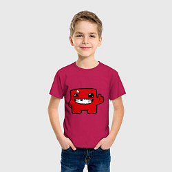 Футболка хлопковая детская Super Meat Boy, цвет: маджента — фото 2
