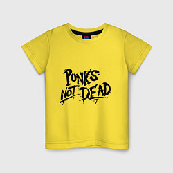 Футболка хлопковая детская Punks not dead, цвет: желтый