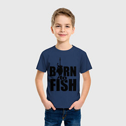 Футболка хлопковая детская Born to fish, цвет: тёмно-синий — фото 2