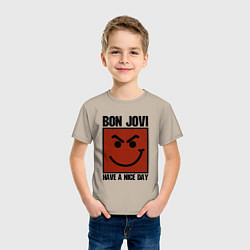 Футболка хлопковая детская Bon Jovi: Have a nice day, цвет: миндальный — фото 2