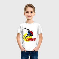 Футболка хлопковая детская Спортивное самбо цвета белый — фото 2