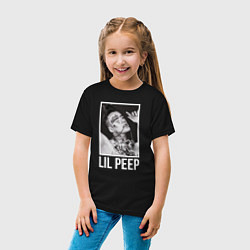 Футболка хлопковая детская Lil Peep: White Style, цвет: черный — фото 2
