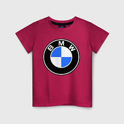 Футболка хлопковая детская Logo BMW, цвет: маджента