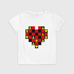 Футболка хлопковая детская Шахматное сердце, цвет: белый