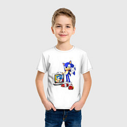 Футболка хлопковая детская Sonic TV, цвет: белый — фото 2