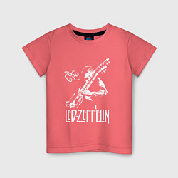 Футболка хлопковая детская Led Zeppelin, цвет: коралловый