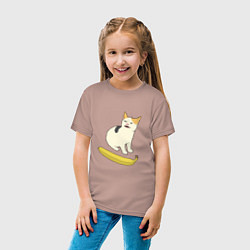 Футболка хлопковая детская Cat no banana meme, цвет: пыльно-розовый — фото 2