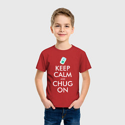 Футболка хлопковая детская Keep Calm & Chug on, цвет: красный — фото 2