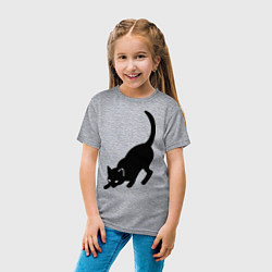 Футболка хлопковая детская ЧернаяБелая кошечка, цвет: меланж — фото 2