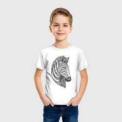 Футболка хлопковая детская Расписная зебра, цвет: белый — фото 2