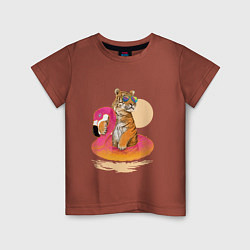 Детская футболка Тигр на фламинго