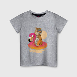 Детская футболка Тигр на фламинго
