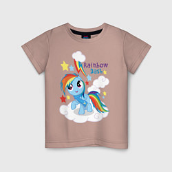 Футболка хлопковая детская Rainbow Dash, цвет: пыльно-розовый