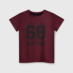 Футболка хлопковая детская New York 68, цвет: меланж-бордовый