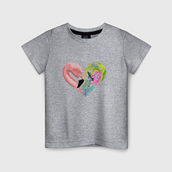 Футболка хлопковая детская Фламинго и природа, цвет: меланж