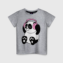 Футболка хлопковая детская Panda in headphones панда в наушниках, цвет: меланж