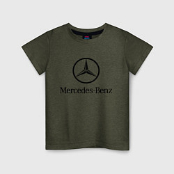 Футболка хлопковая детская Logo Mercedes-Benz, цвет: меланж-хаки