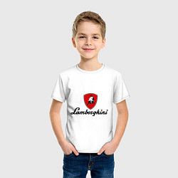 Футболка хлопковая детская Logo lamborghini, цвет: белый — фото 2