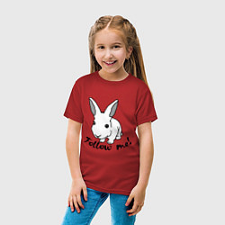 Футболка хлопковая детская Rabbit: follow me, цвет: красный — фото 2
