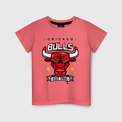 Футболка хлопковая детская Chicago Bulls est. 1966, цвет: коралловый