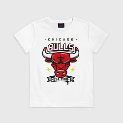Футболка хлопковая детская Chicago Bulls est. 1966, цвет: белый