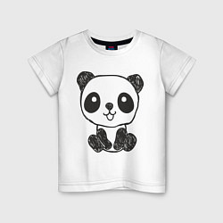 Футболка хлопковая детская Малыш панда, цвет: белый