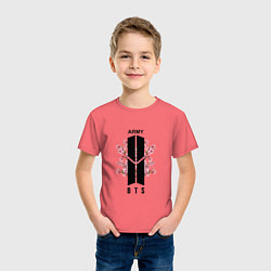 Футболка хлопковая детская BTS: Army Sakura, цвет: коралловый — фото 2
