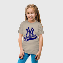 Футболка хлопковая детская NY - Yankees, цвет: миндальный — фото 2