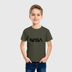 Футболка хлопковая детская NASA, цвет: меланж-хаки — фото 2