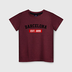 Футболка хлопковая детская FC Barcelona Est. 1899, цвет: меланж-бордовый