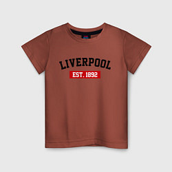 Футболка хлопковая детская FC Liverpool Est. 1892, цвет: кирпичный