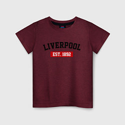 Футболка хлопковая детская FC Liverpool Est. 1892, цвет: меланж-бордовый