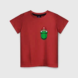 Футболка хлопковая детская Марио в кармане, цвет: красный