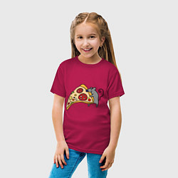 Футболка хлопковая детская Кусочек пиццы парная, цвет: маджента — фото 2
