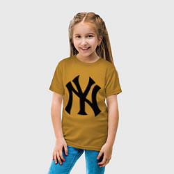 Футболка хлопковая детская New York Yankees, цвет: горчичный — фото 2