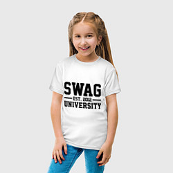 Футболка хлопковая детская Swag University, цвет: белый — фото 2