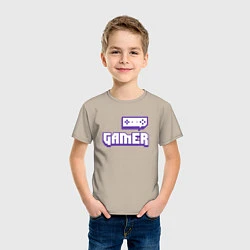 Футболка хлопковая детская Twitch Gamer, цвет: миндальный — фото 2