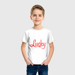 Футболка хлопковая детская Lucky logo, цвет: белый — фото 2