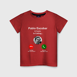 Футболка хлопковая детская Escobar is calling, цвет: красный
