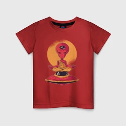 Футболка хлопковая детская Медитация пришельца, цвет: красный