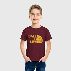 Футболка хлопковая детская Ball is life, цвет: меланж-бордовый — фото 2