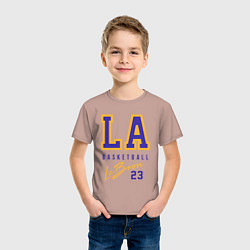 Футболка хлопковая детская Lebron 23: Los Angeles, цвет: пыльно-розовый — фото 2