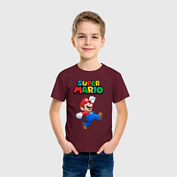 Футболка хлопковая детская Super Mario, цвет: меланж-бордовый — фото 2