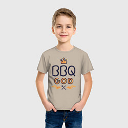 Футболка хлопковая детская BBQ God, цвет: миндальный — фото 2