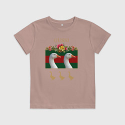 Футболка хлопковая детская GUSSI: Flowers Style, цвет: пыльно-розовый