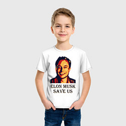 Футболка хлопковая детская Elon Musk: Save Us, цвет: белый — фото 2